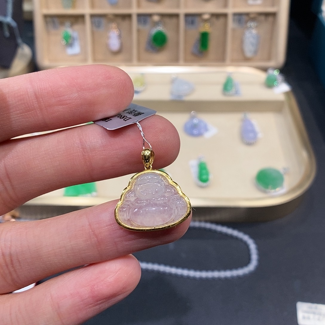 翡翠颈饰18K金镶嵌佛公