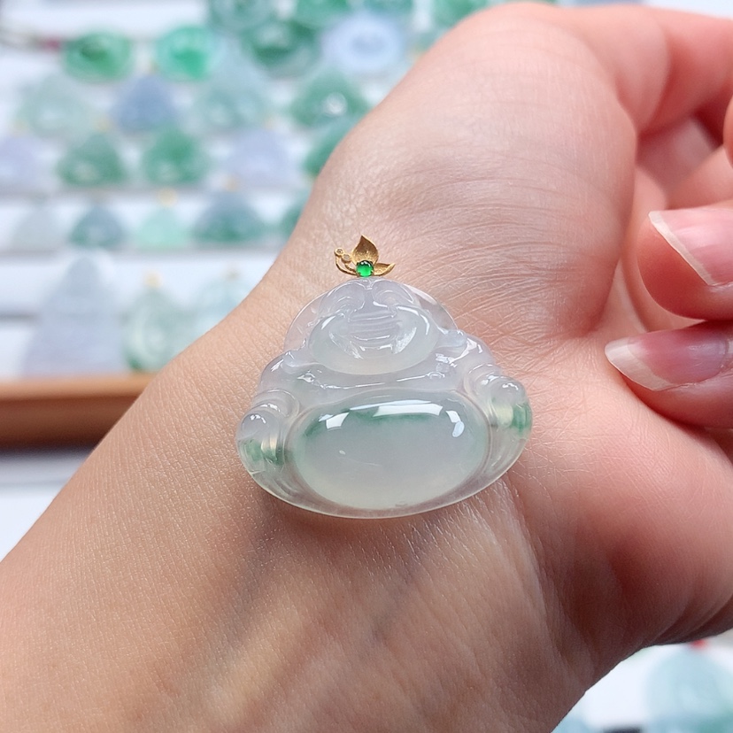 【闪购商品】翡翠吊坠(赠链)18K金镶嵌