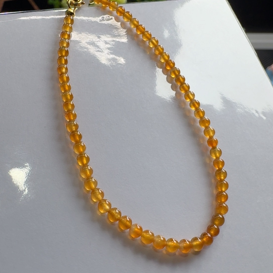 未镶嵌翡翠手链崽*玻璃金橘黄手串卡3 精品！福利！