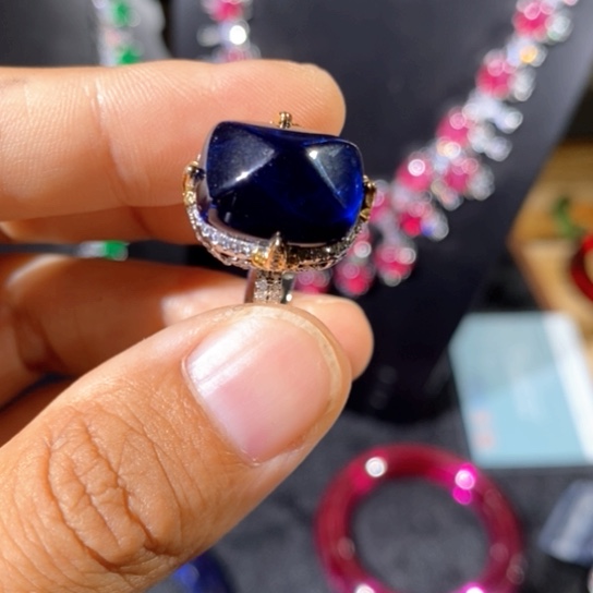 红宝石戒指银S925镶嵌