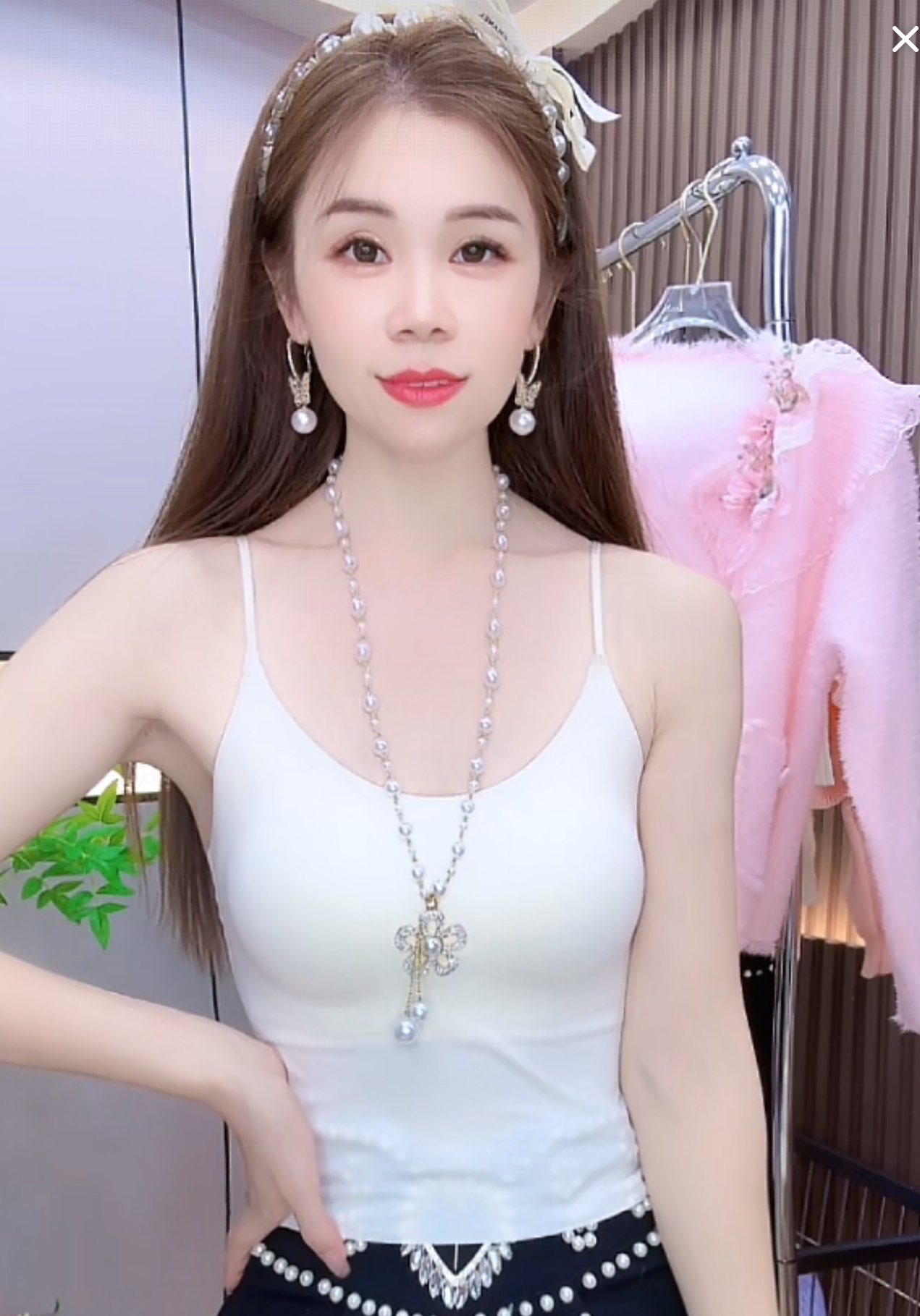 455#修身细肩带吊带美背