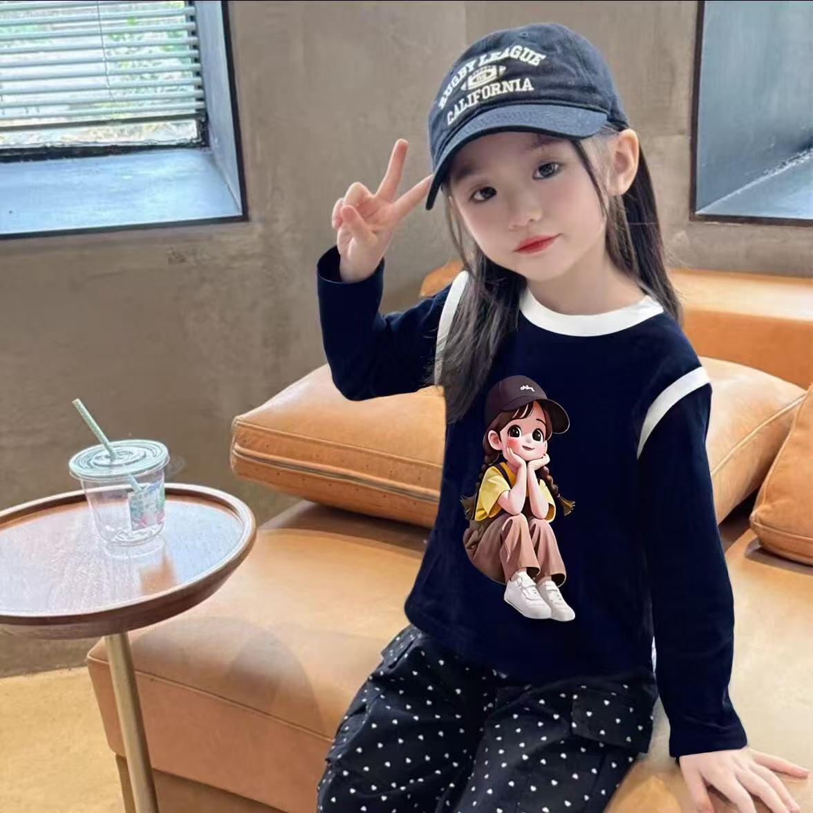 【秋上新】女童韩系长袖T恤2025新款春秋上衣儿童早秋穿搭