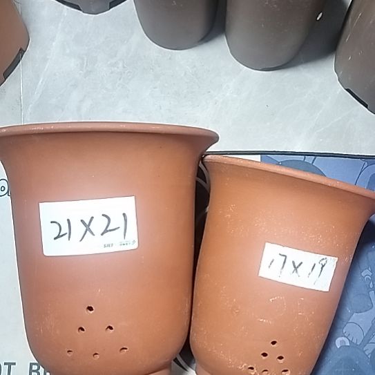 紫砂红泥金钟套盆