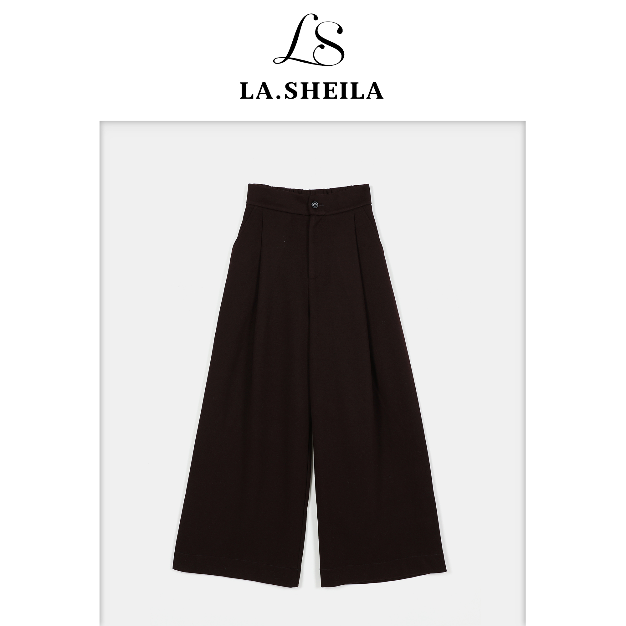 LA.Sheila 水光羊毛裤 一粒扣阔腿休闲裤253-KZ/0923-7360
