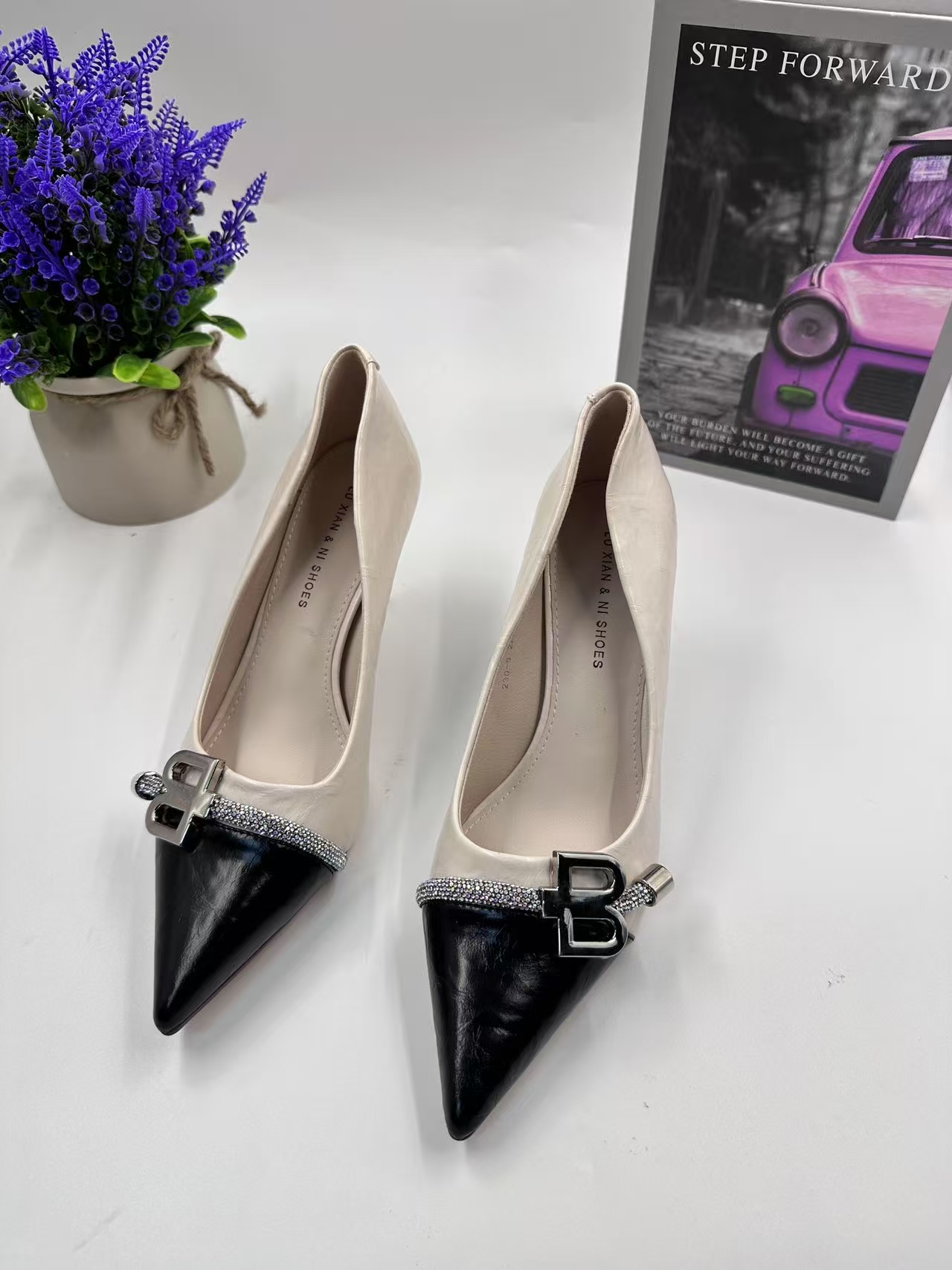 230-8 尖头细跟高跟鞋防臭黑色高跟鞋黑色法式欧若智性风 