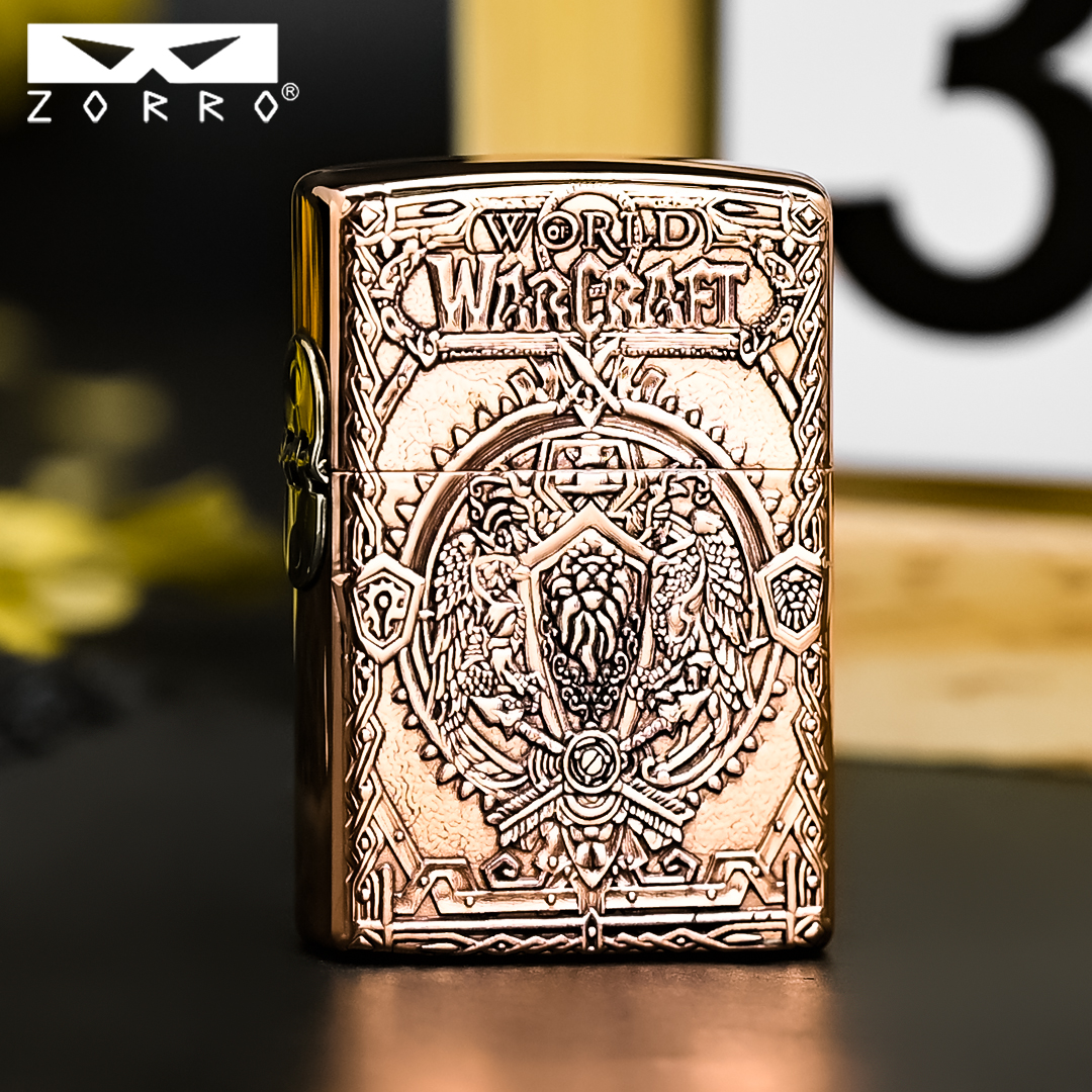 ZORRO佐罗防风煤油打火机二代紫铜浮雕魔兽世界男士创意打火机