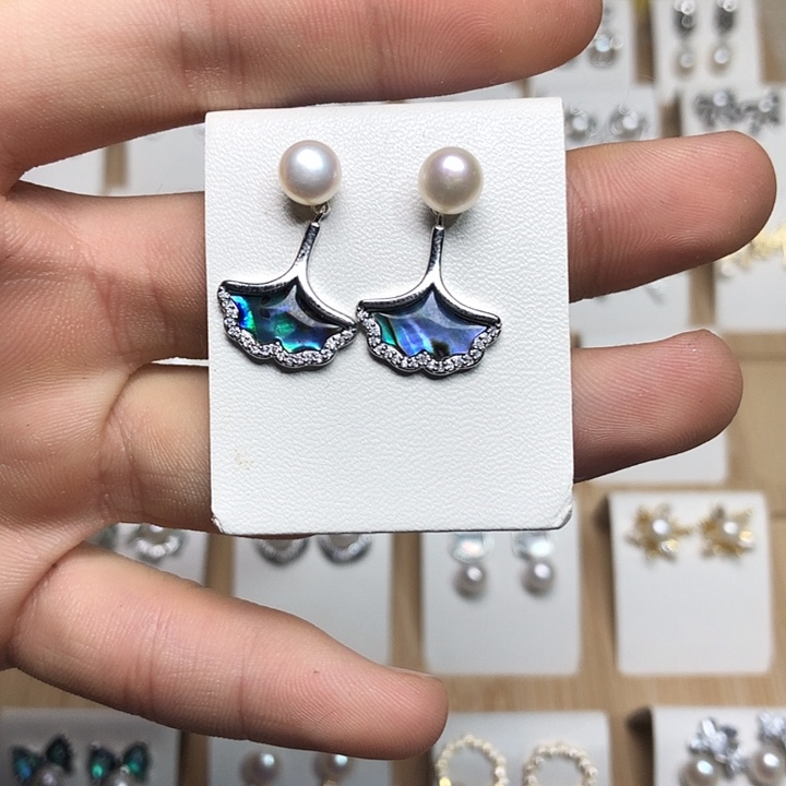 淡水珍珠耳饰银S925镶嵌