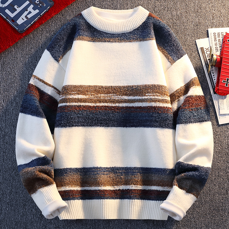 【高品质】柔软舒适时尚加厚宽松秋冬针织衫长袖青少年男士M6611