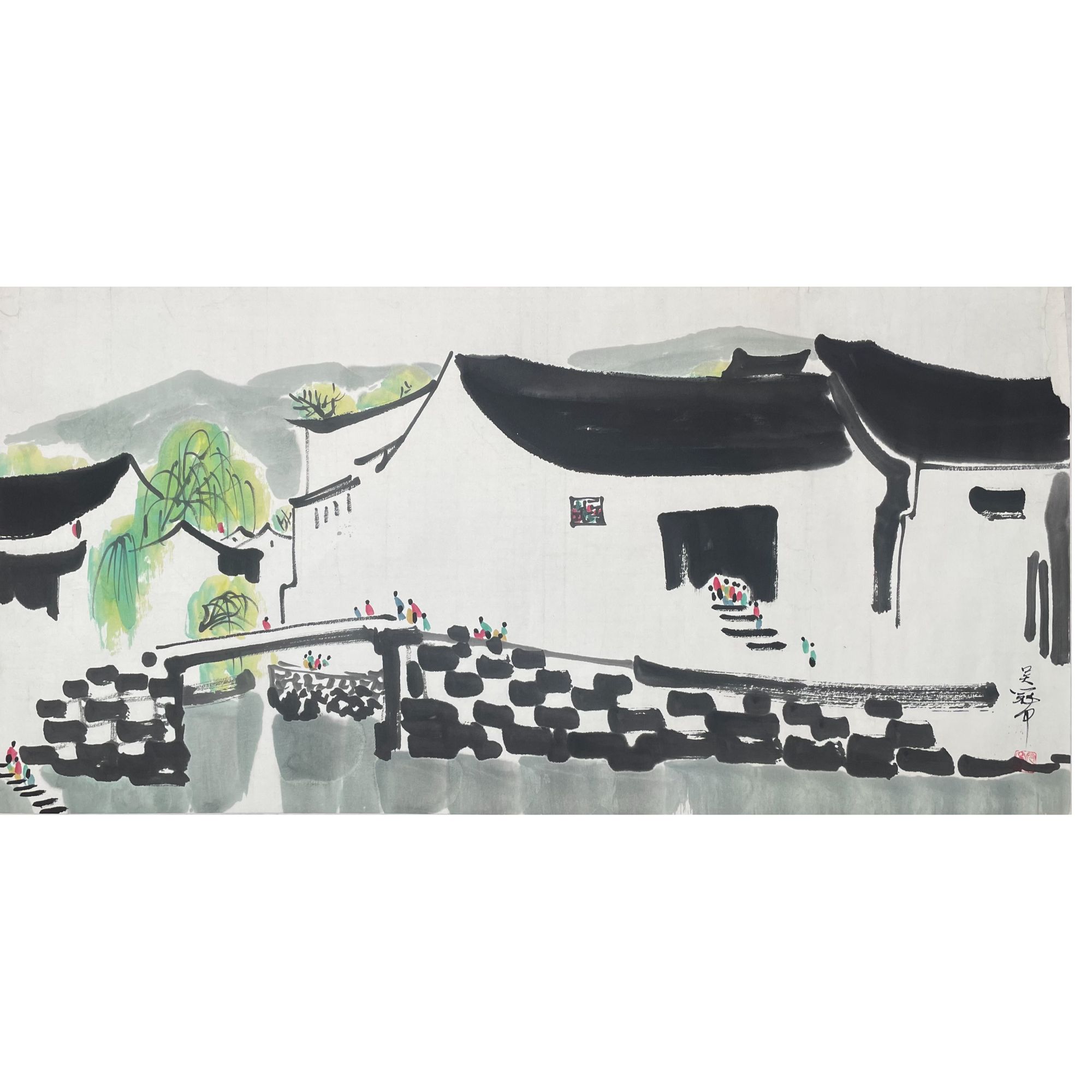 W-T-2916 风景人物 50cm*101cm 托底-A