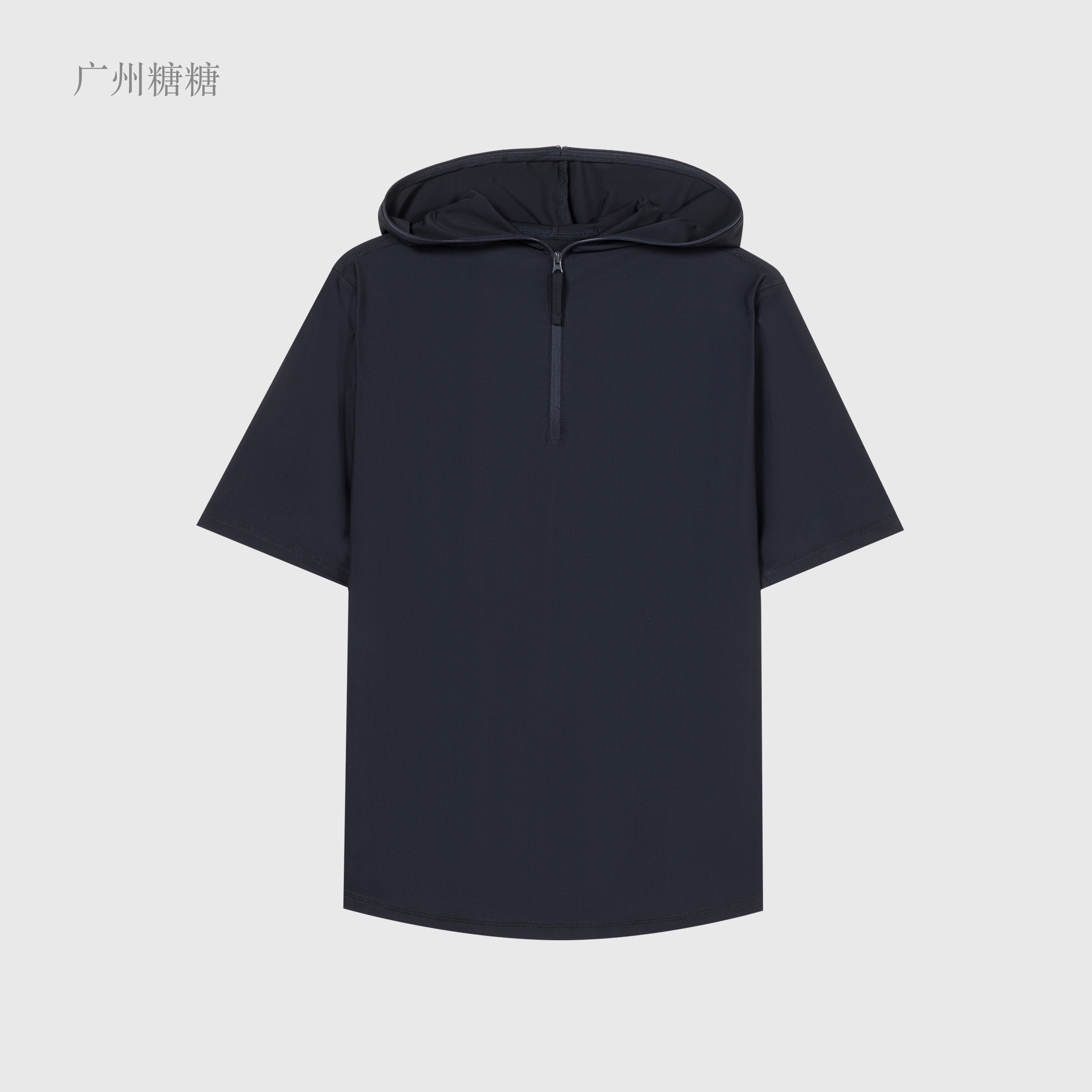 2025年新款170g弹力细格速干面料运动休闲宽松连帽T恤【7002】