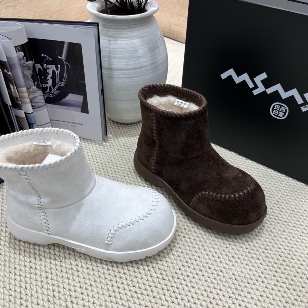 265-7玛莎玛索厚底雪地靴女防滑保暖增高短筒百搭休闲短靴
