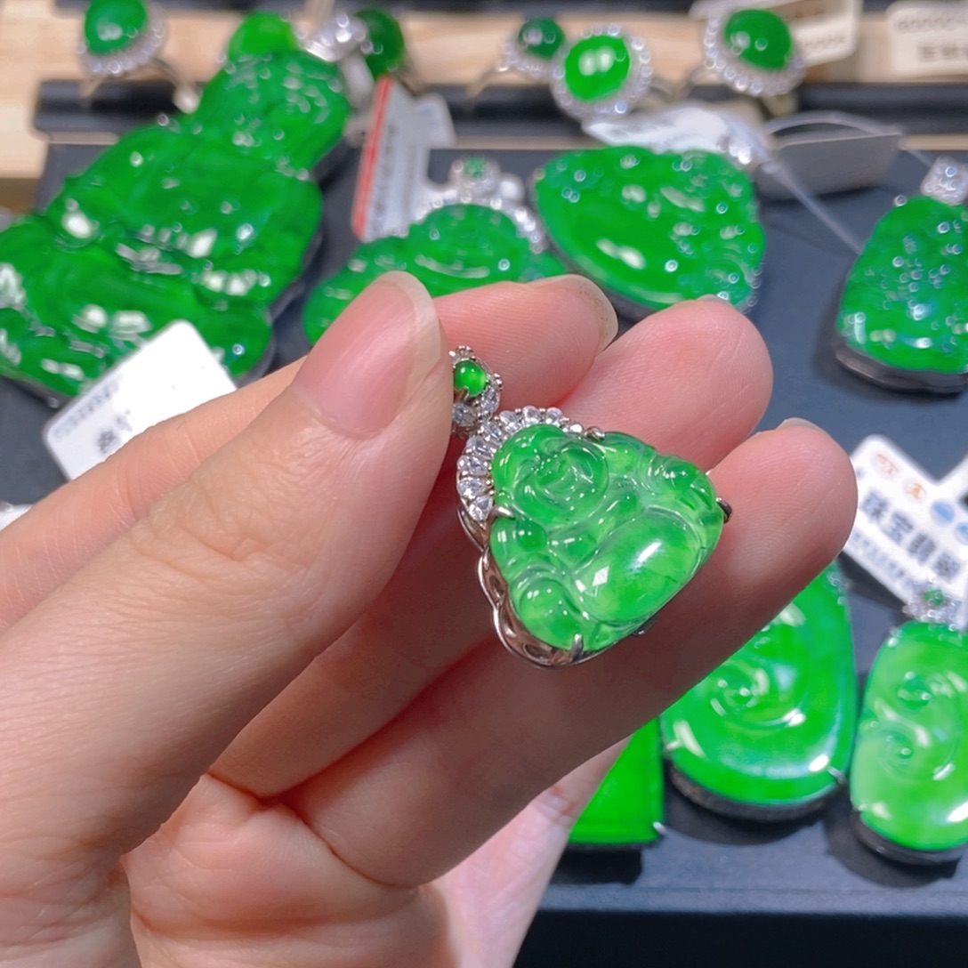 吊坠(不含链)银S925镶嵌翡翠