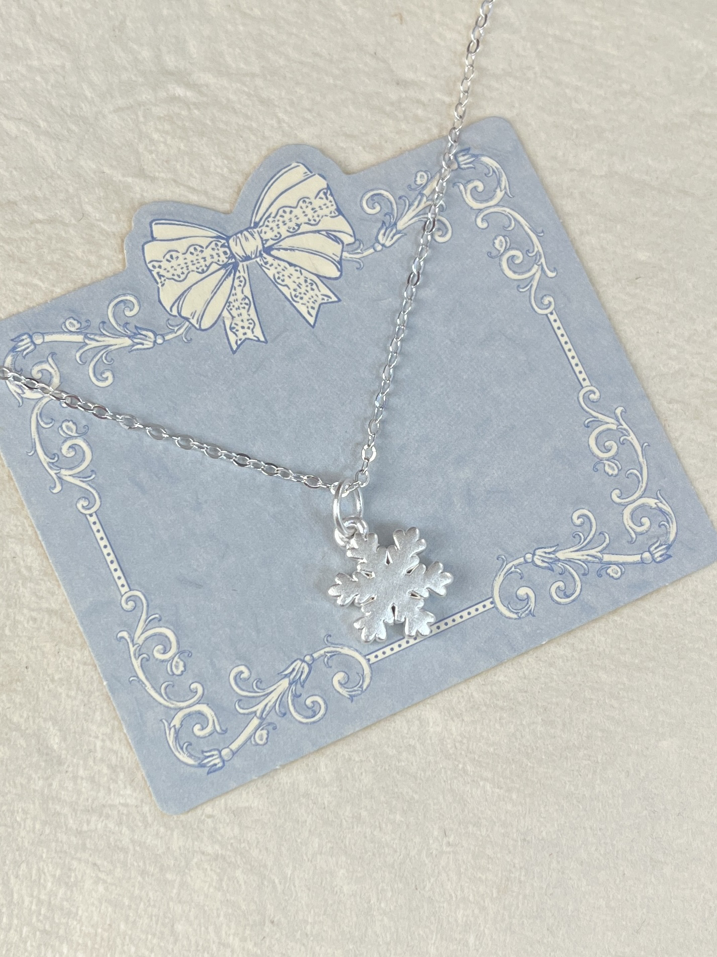 坠链均足银 足银999雪花吊坠纯银项链小众简约百搭精致圣诞节礼物