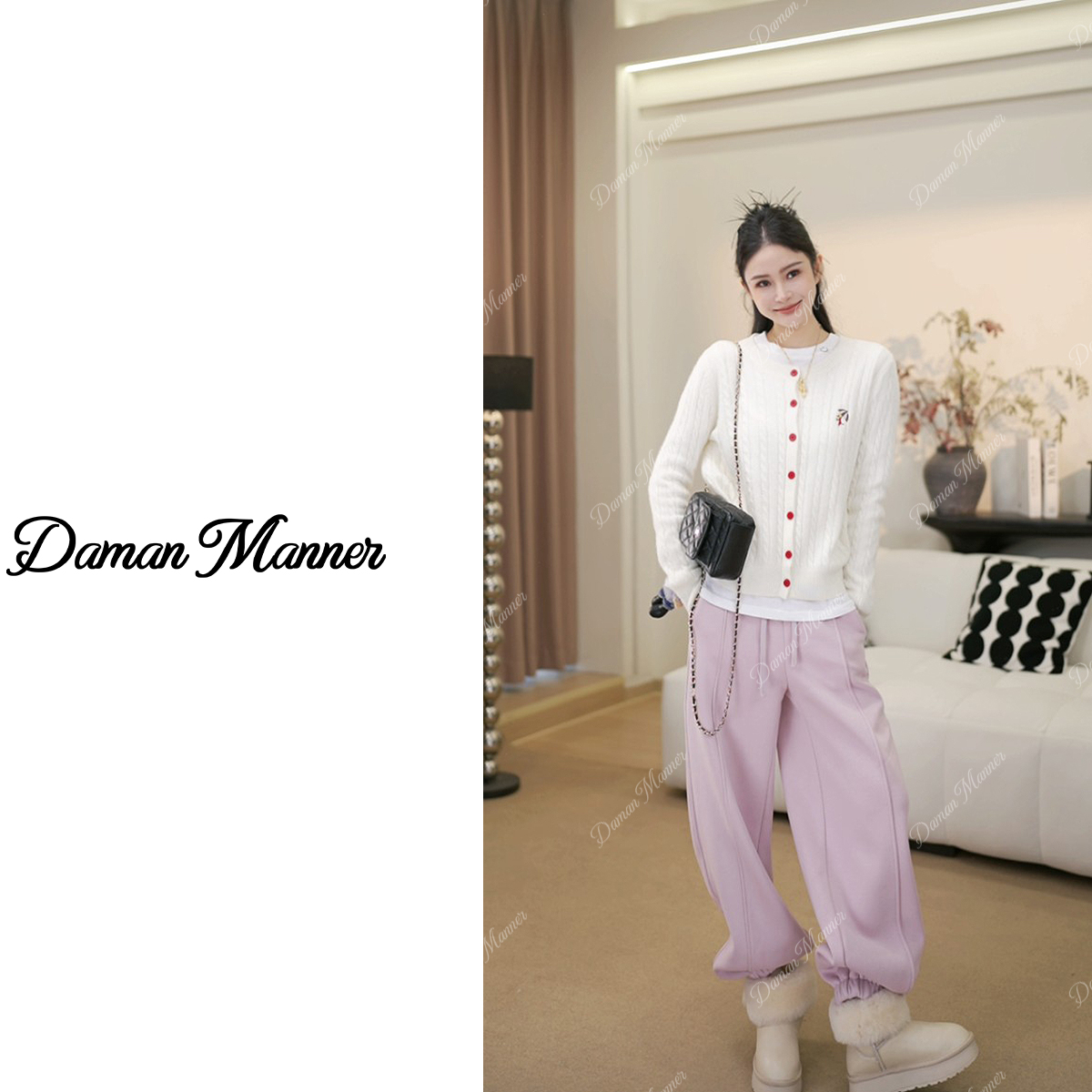 DAMAN | 束脚卫裤加绒裤秋冬新款高腰休闲裤休闲哈伦裤DM25377