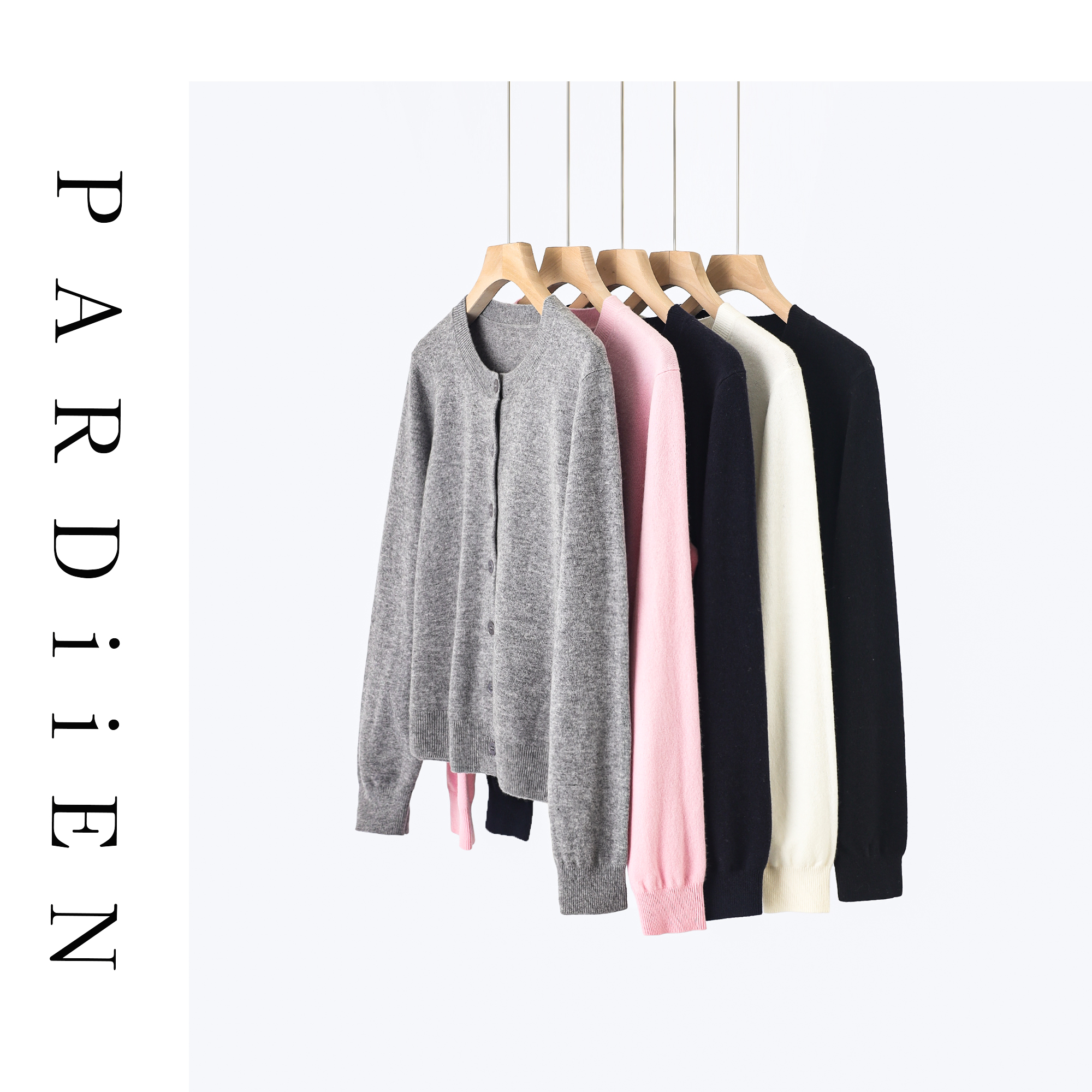 【北总严选】帕迪恩“ 高货”高支加密黑钻羊毛圆领纽扣开衫25PD-SL12