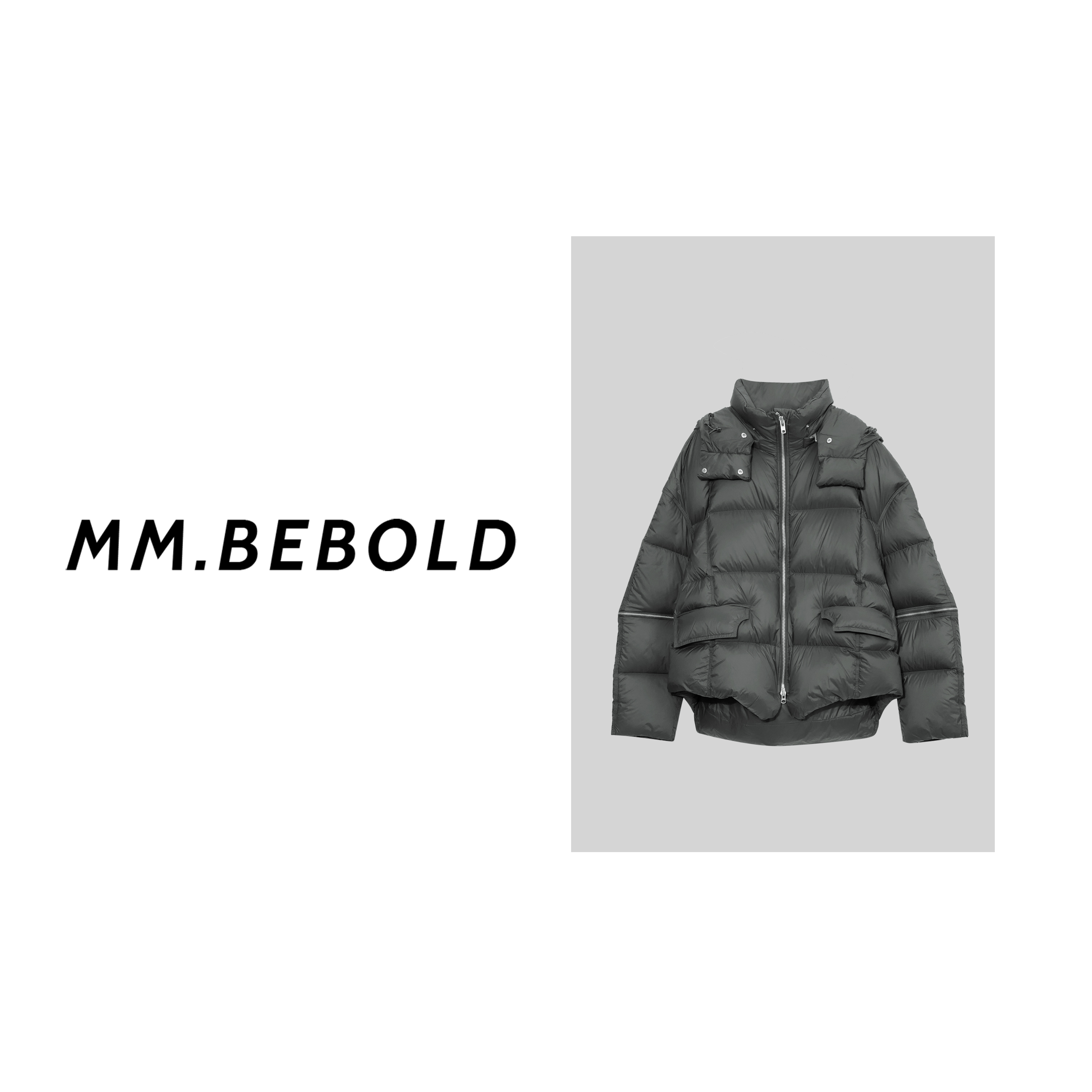  【妙姐精选】春雪 立领拉链拼接连帽羽绒服QB247