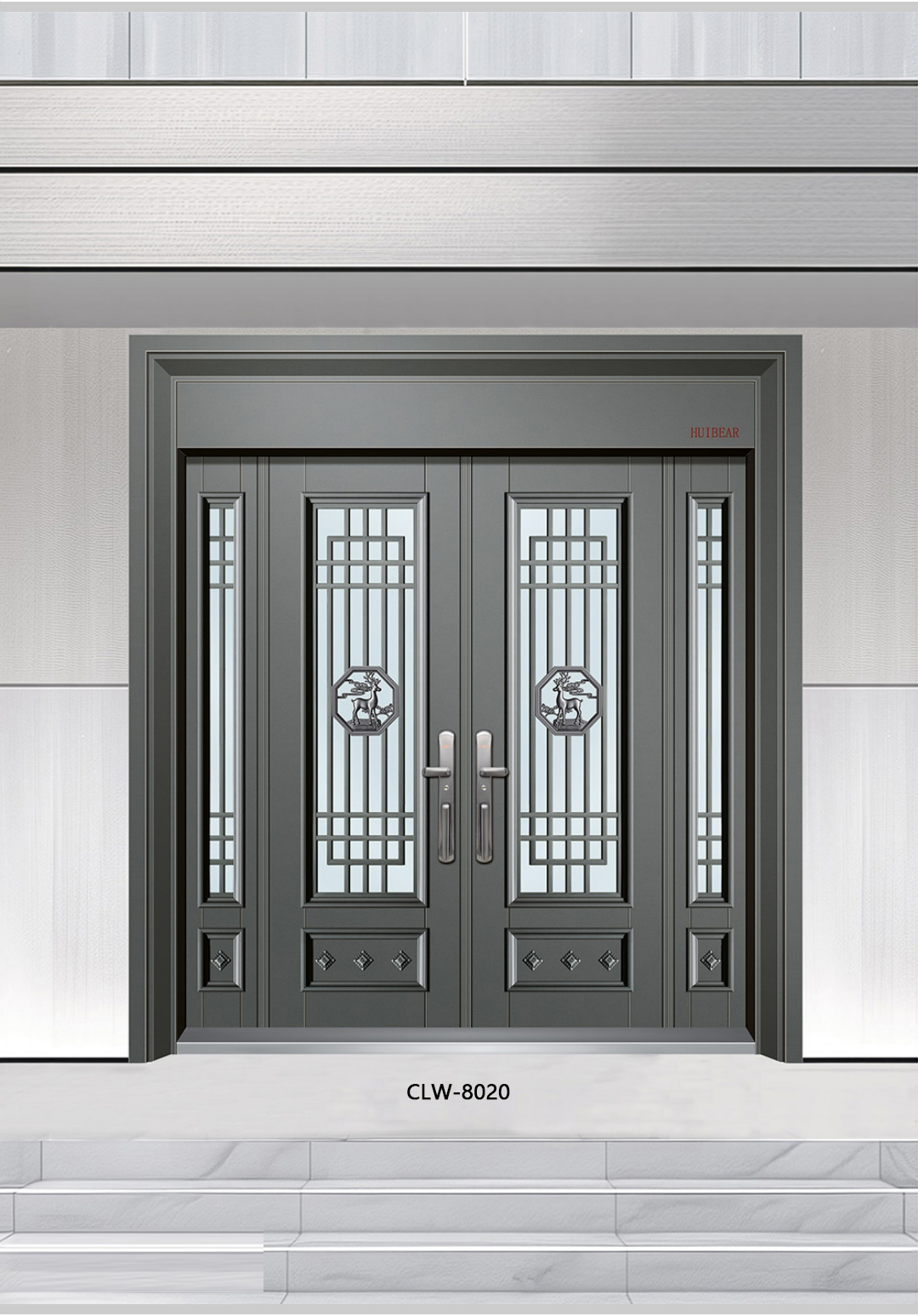 镁钛合金材质玻璃拼接别墅入户门