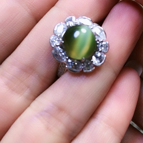 和田玉戒指银S925镶嵌