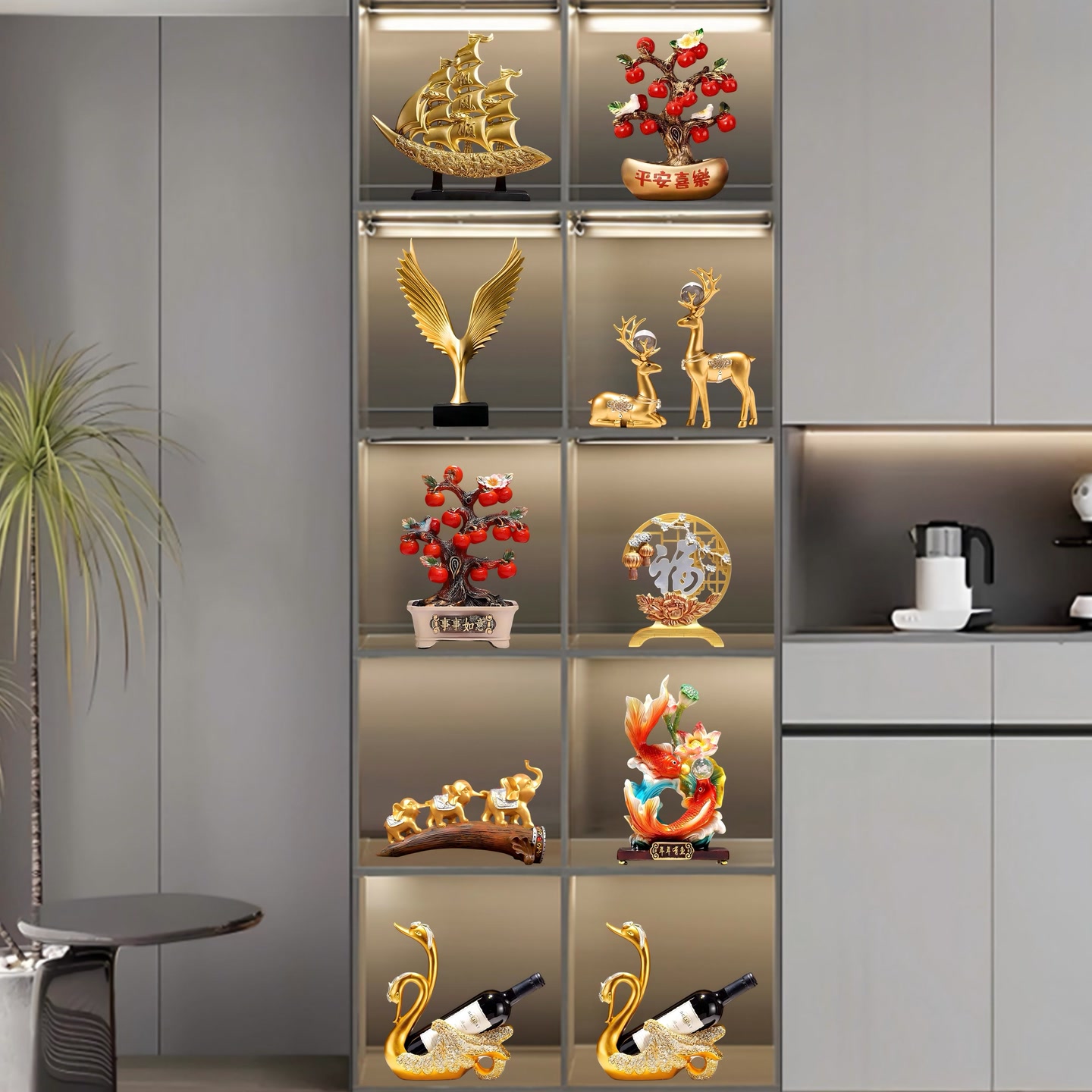 一站式解决新中式新家热销高档组合套组家居玄关酒柜电视柜摆件