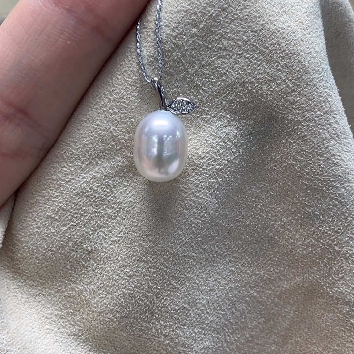 银S925镶嵌海水珍珠颈饰澳白 8-9mm 155号