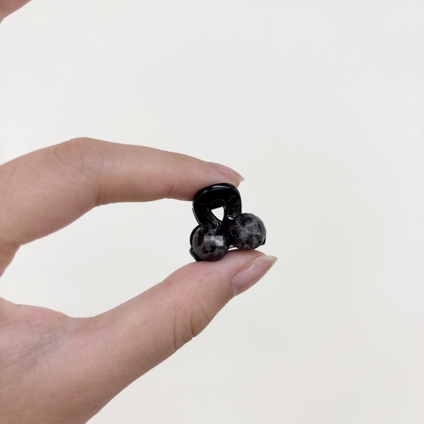 L844夕洛灰色豹纹樱桃刘海夹一对装气质百搭法式小众简约设计感