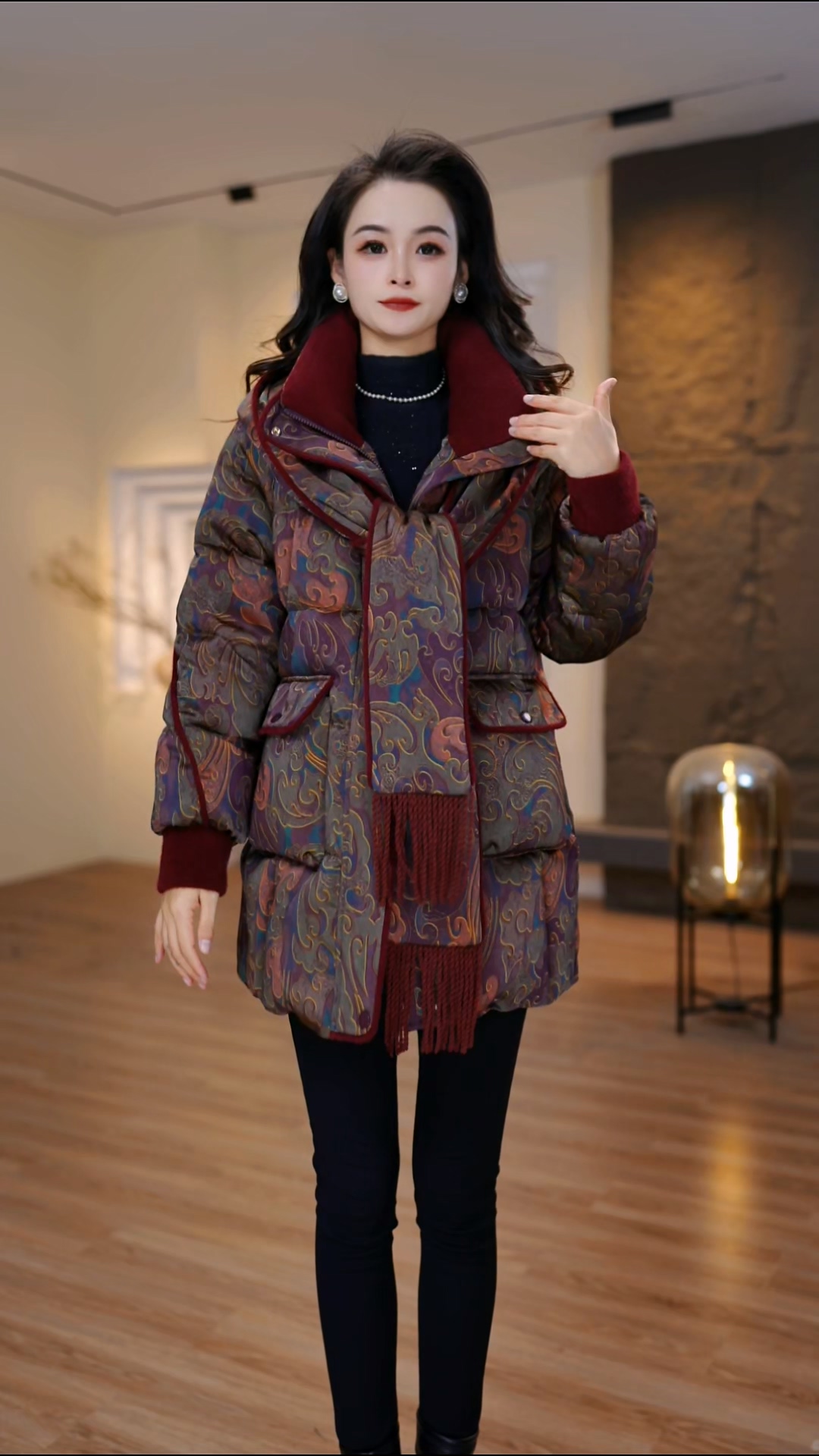 2025新款棉服洋气时尚中年女装中长款加厚连帽棉袄FY-1651