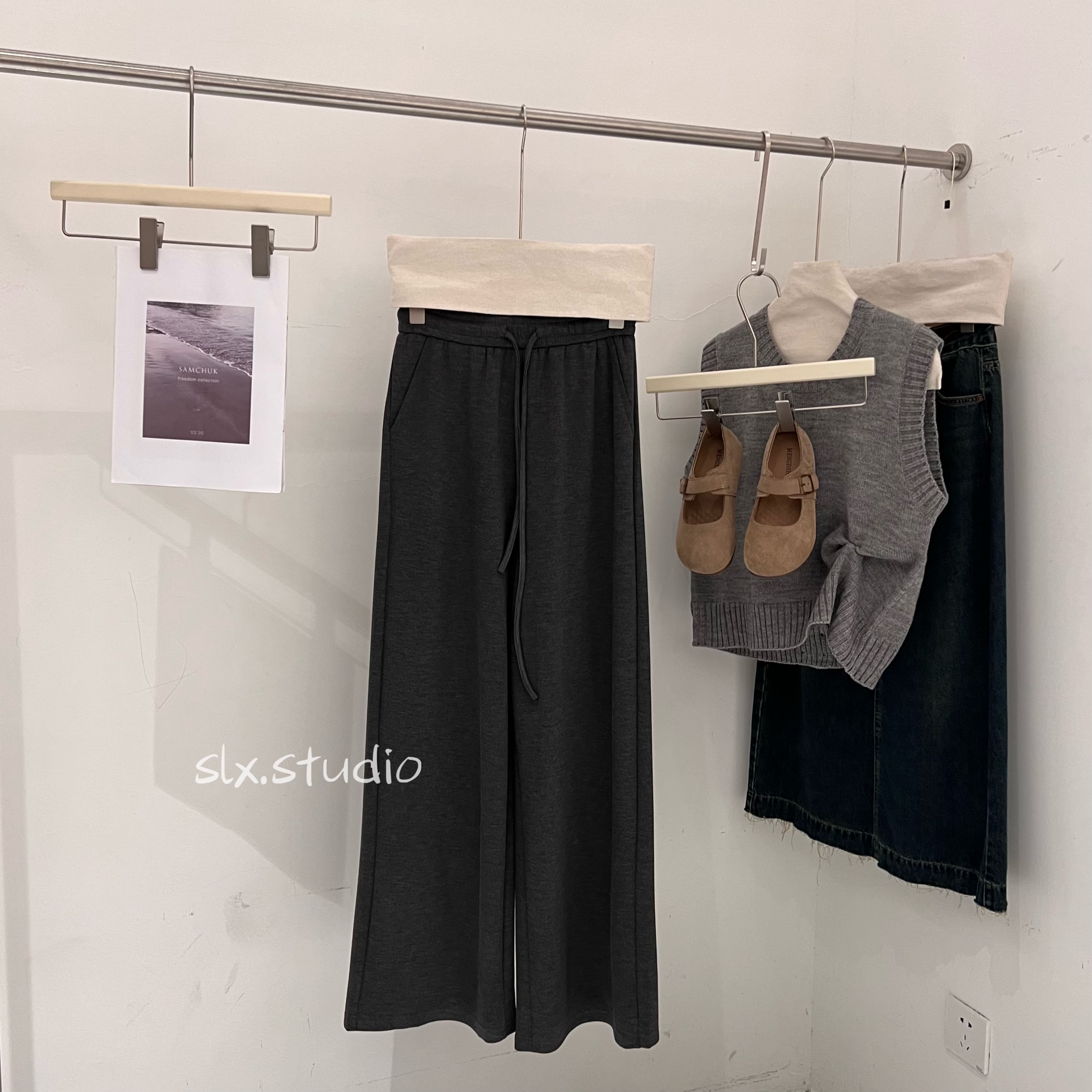 slx@ 8383 铜氨丝阔腿裤