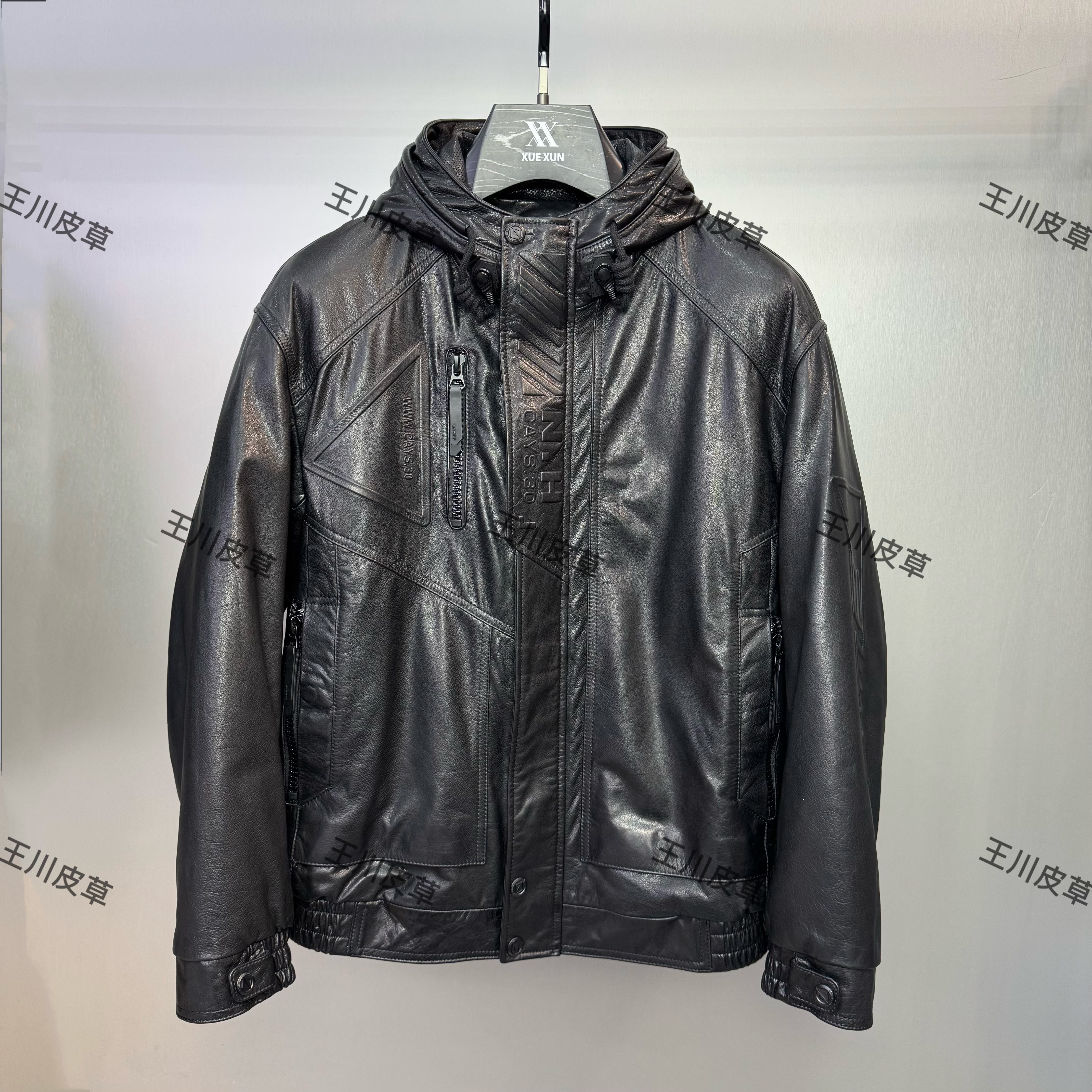 男士牛皮油蜡连帽款（一衣穿三季）可脱卸内胆皮衣外套