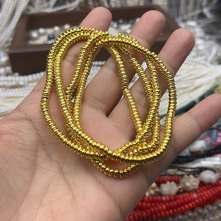 玛瑙/玉髓未镶嵌珠宝半成品2条4mm左右金胆石隔片