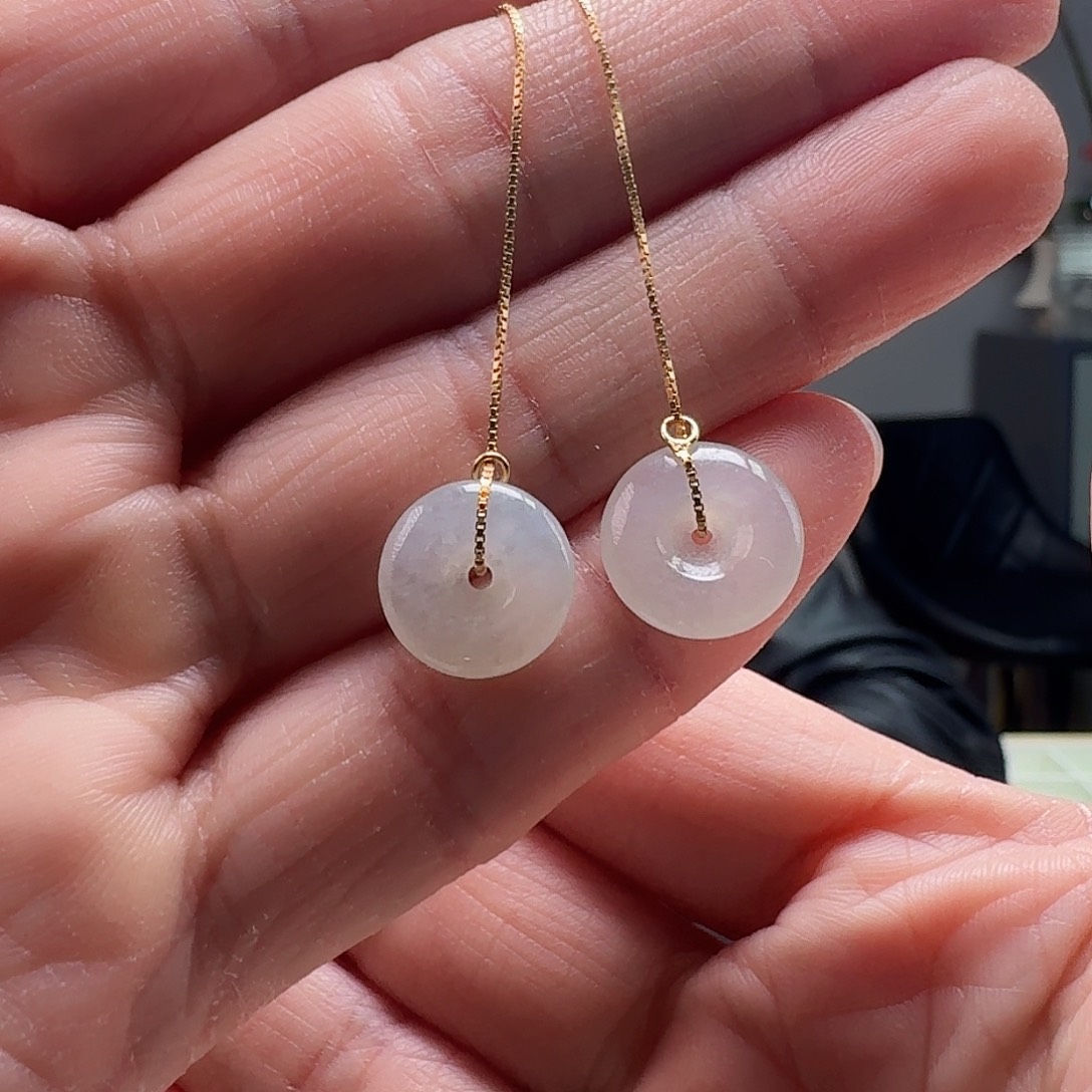 翡翠耳饰银S925镶嵌天然