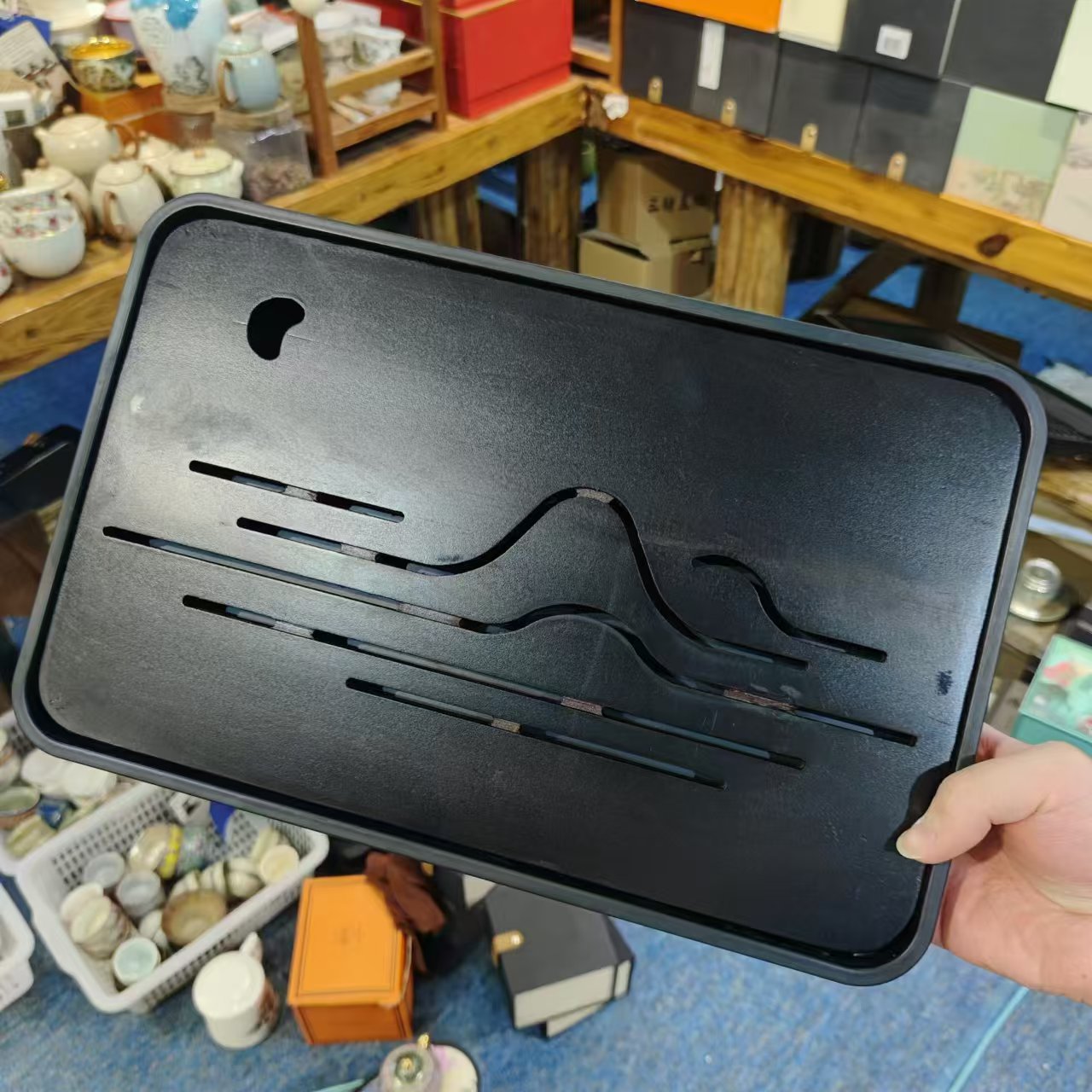 陶子茶具 竹制密胺观山茶盘干泡盘（37*24）-3624（直播专享）