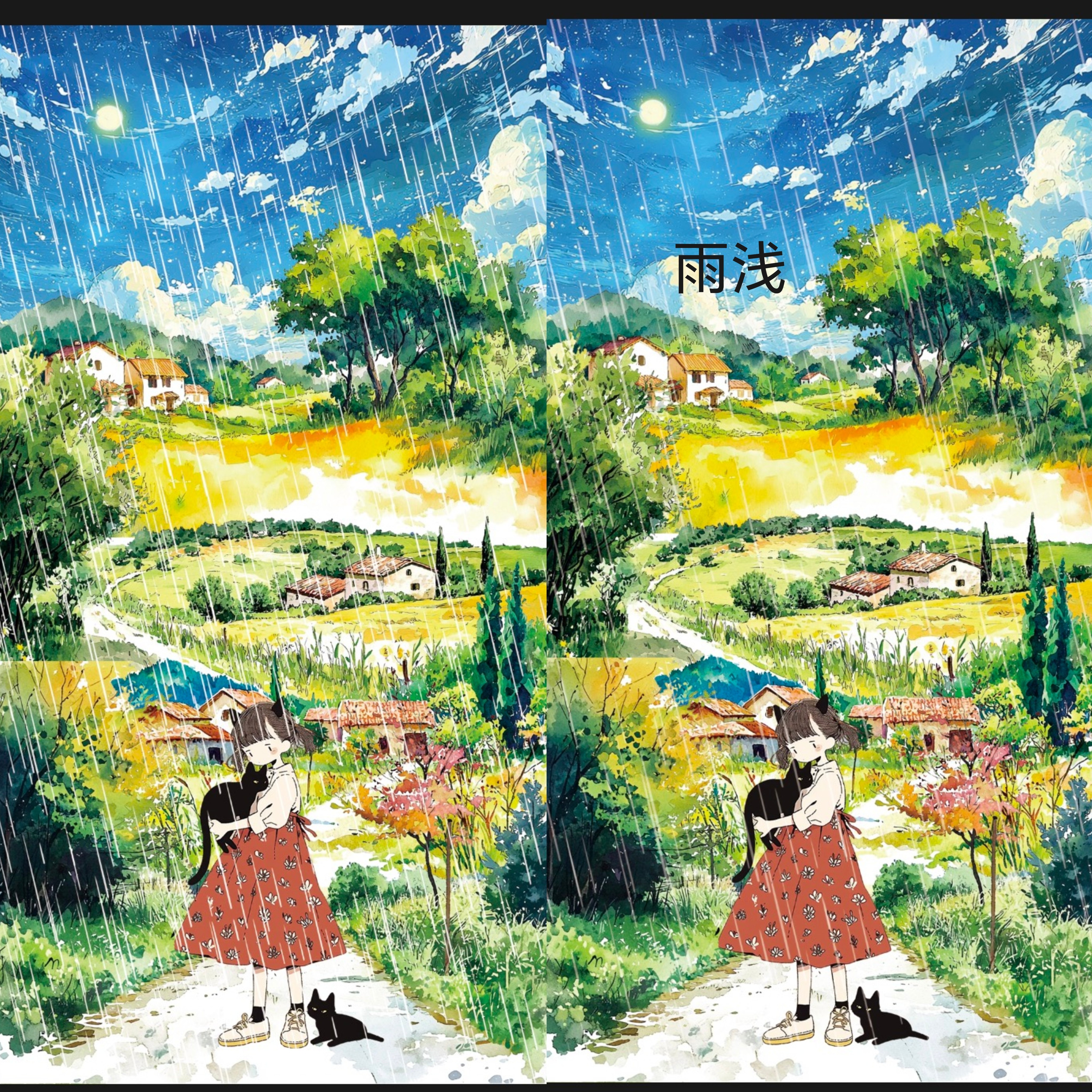 造景氛围天气胶带雨pet大雨天空天气氛围造景手帐胶带拼贴装饰