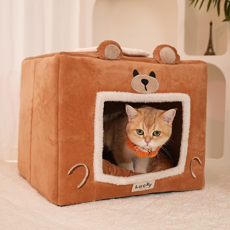 冬季保暖猫窝四季通用半封闭式安全感猫窝宠物睡觉躲避屋睡窝