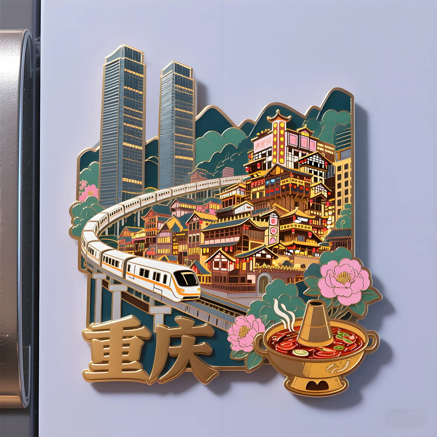 重庆洪崖洞旅游上海纪念品冰箱磁贴冰箱贴金属生日礼物伴手礼