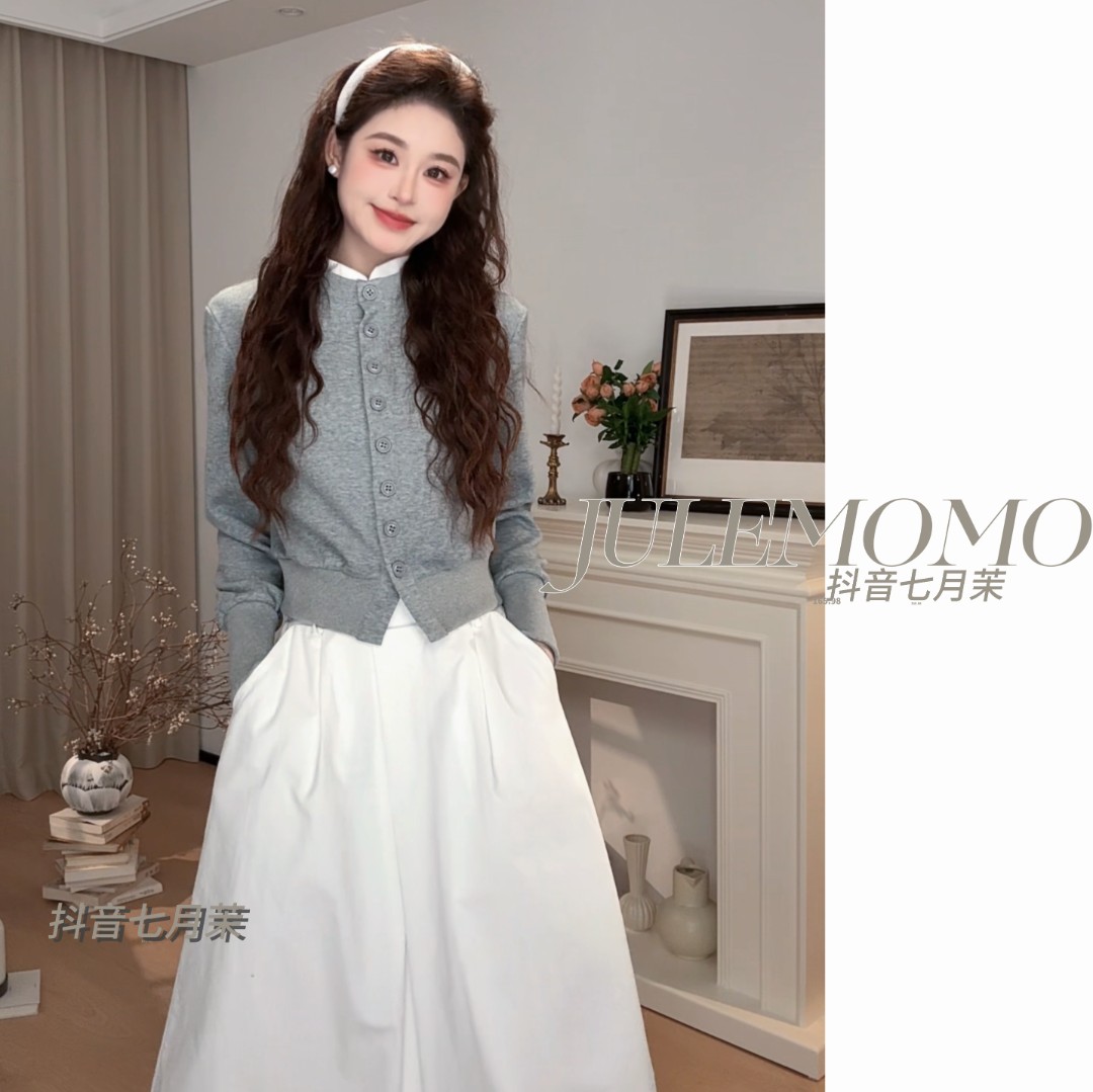小香赫本风连衣裙子女早秋季miu系针织内搭套装短裙8122