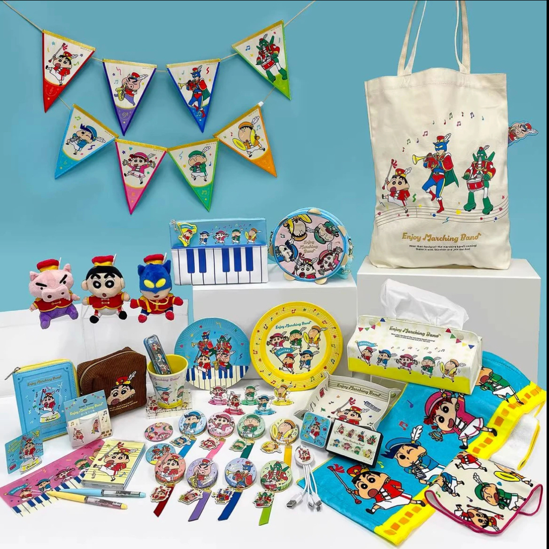 日谷·蜡笔小新10月快闪乐队系列新品吧唧旗帜挂饰立牌亚克力盲袋