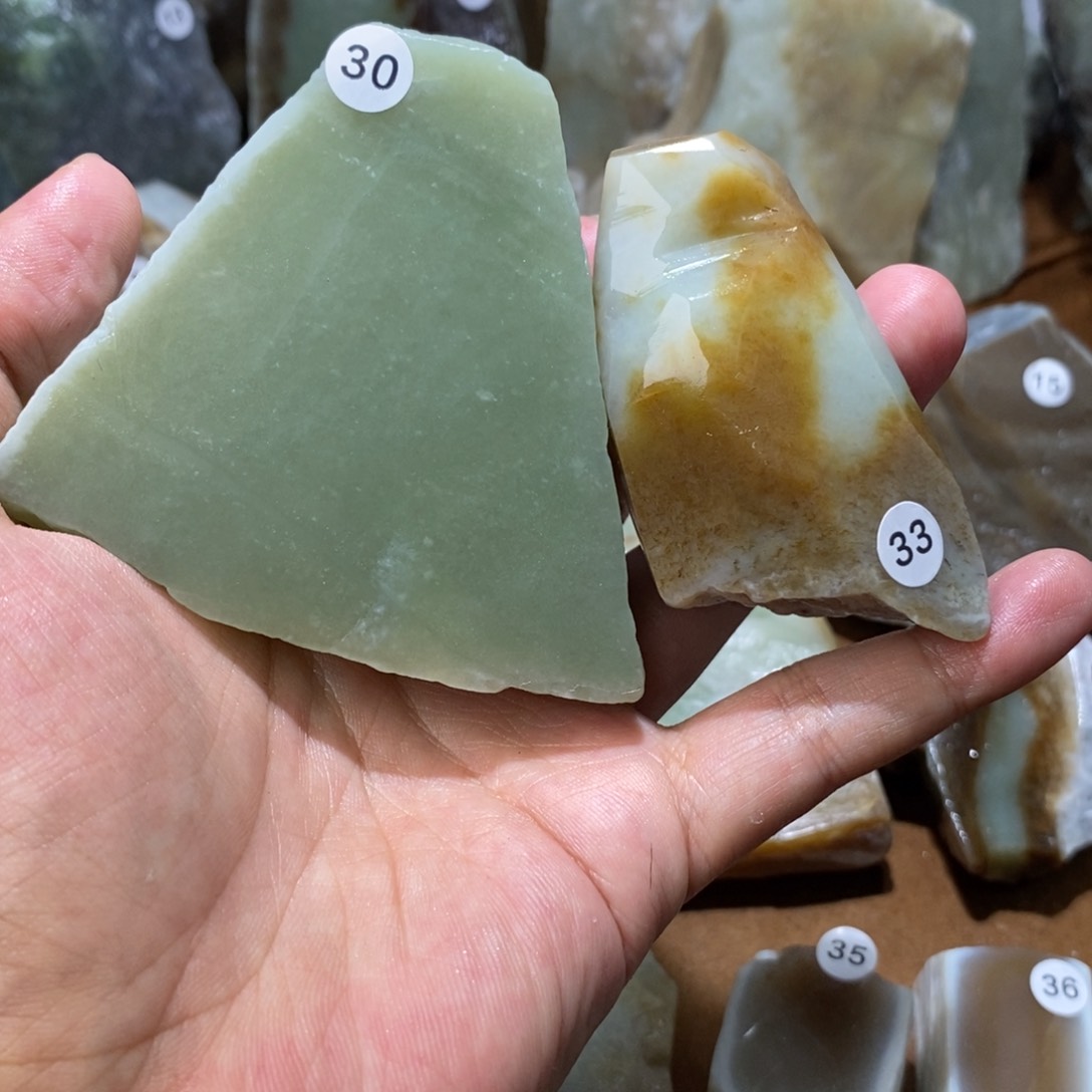 和田玉未镶嵌珠宝半成品叶***ˇ