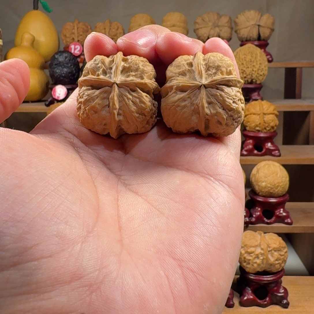 铁核桃把件四棱豆腐块