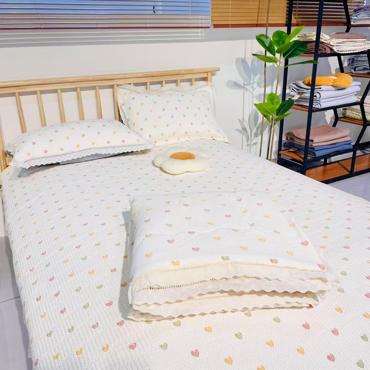 【爱心点点-花边春秋被】绗缝可机洗柔软透气亲肤母婴韩式花边