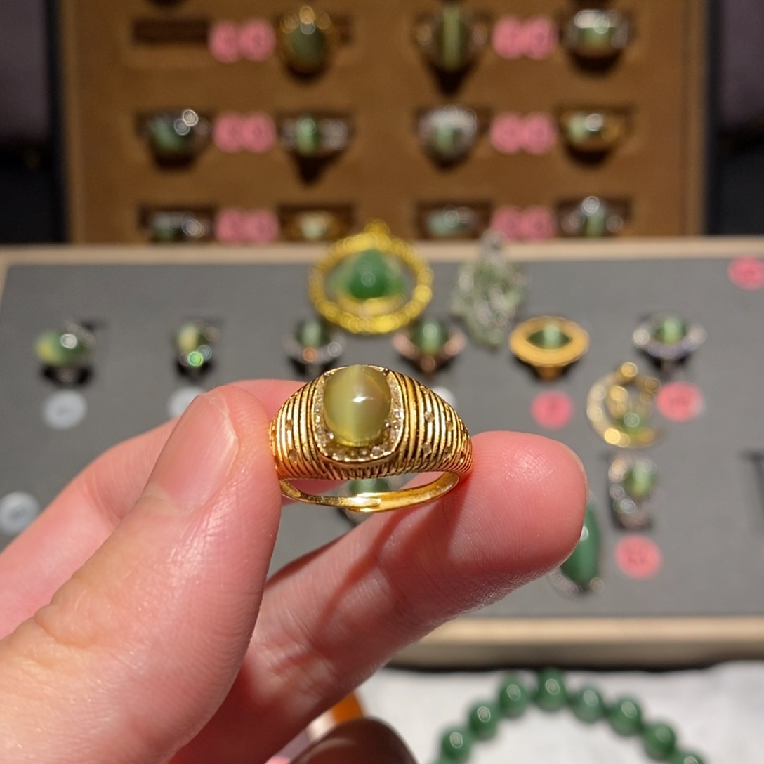 和田玉银S925镶嵌戒指