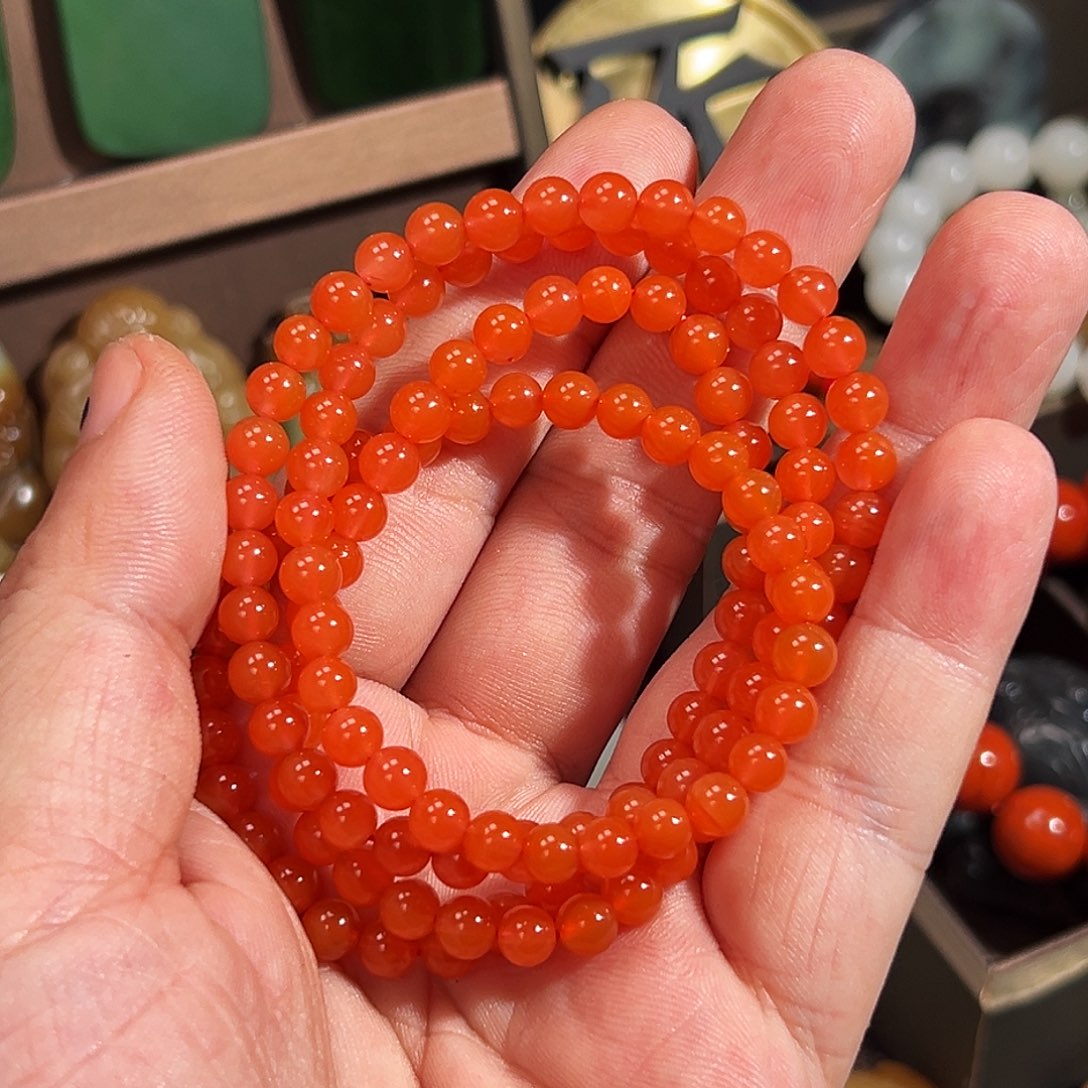 南红玛瑙项链未镶嵌6mm保山冰底料