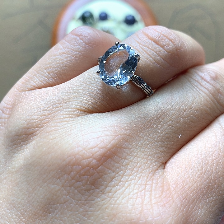 水晶水晶戒指银S925镶嵌