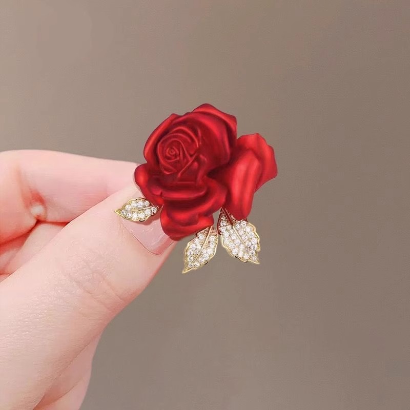 合金胸针 c-1883气质玫瑰花胸针送礼叶子别针西装配饰胸花8423