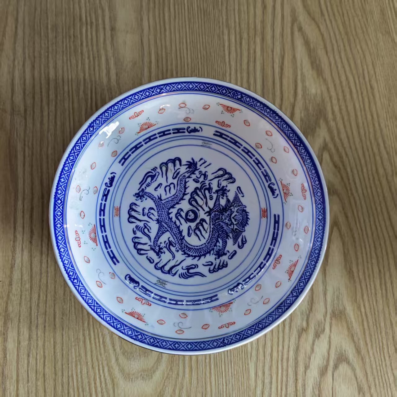 景德镇陶瓷青花玲珑盘
