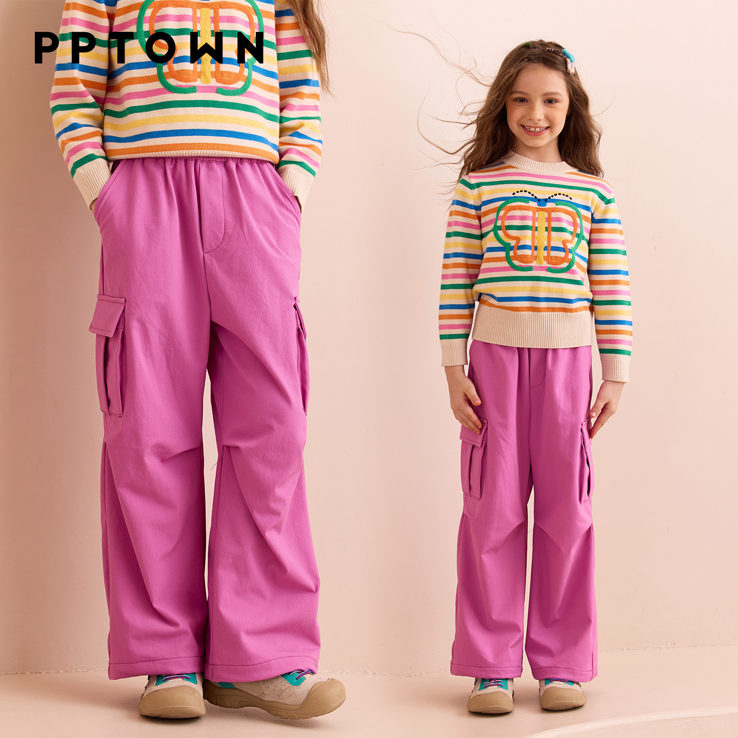 女童中大童工装裤2025新款秋冬儿童宽松阔腿保暖巴巴小镇13883