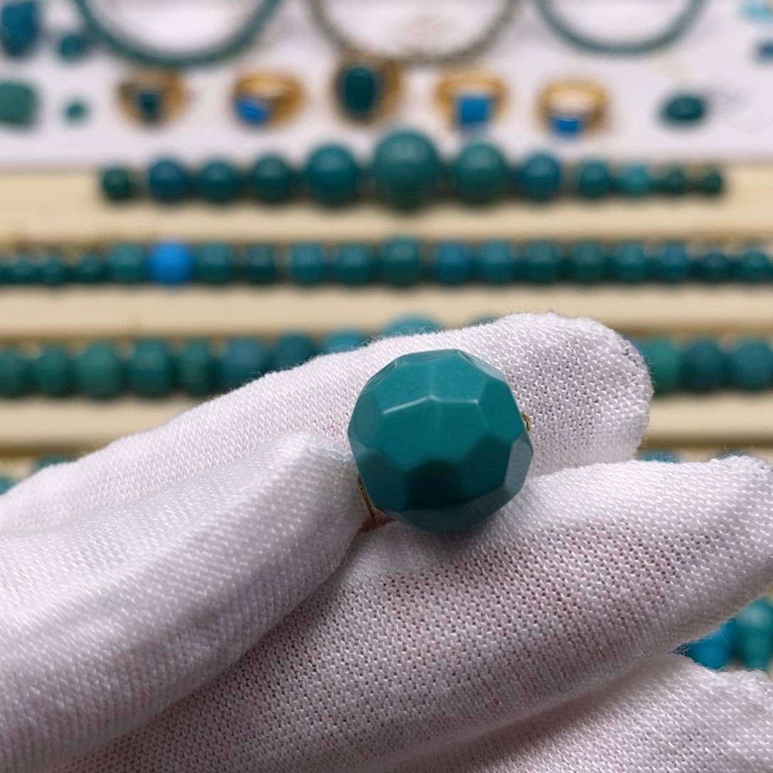 绿松石未镶嵌珠宝奇石无相圆珠13mm