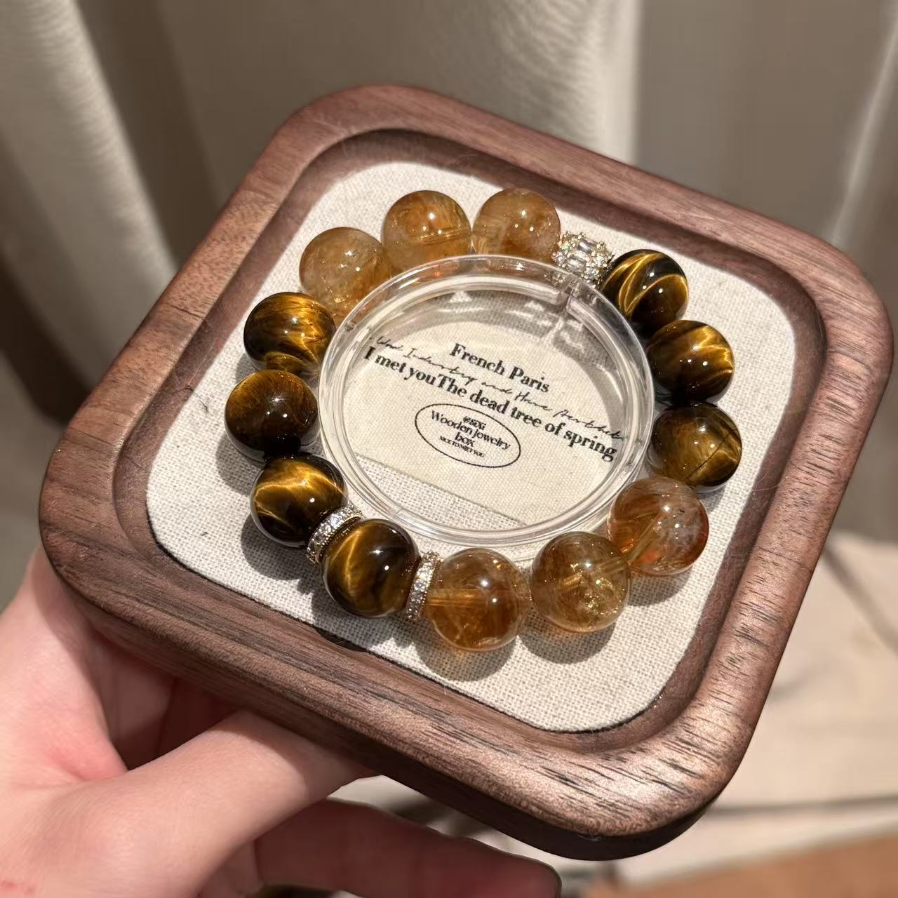 「来 来财」黄虎眼黄塔晶水晶手串手链 颜色微差多样性发其一ZW177