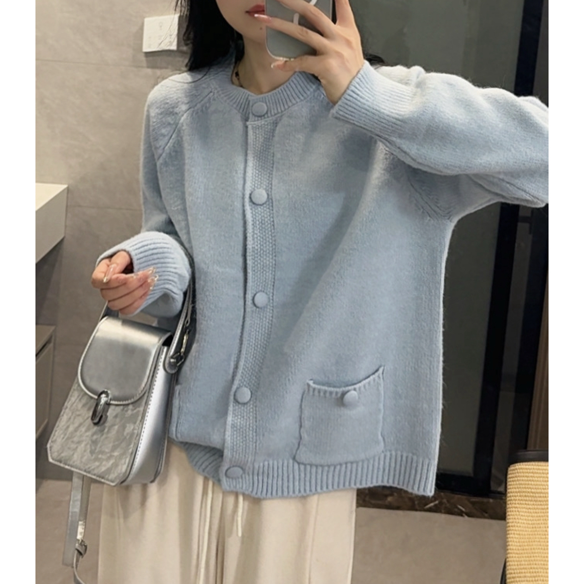《大橙子》韩国chic精致高克重毛衣针织开衫外套女厚实百搭耐看上衣