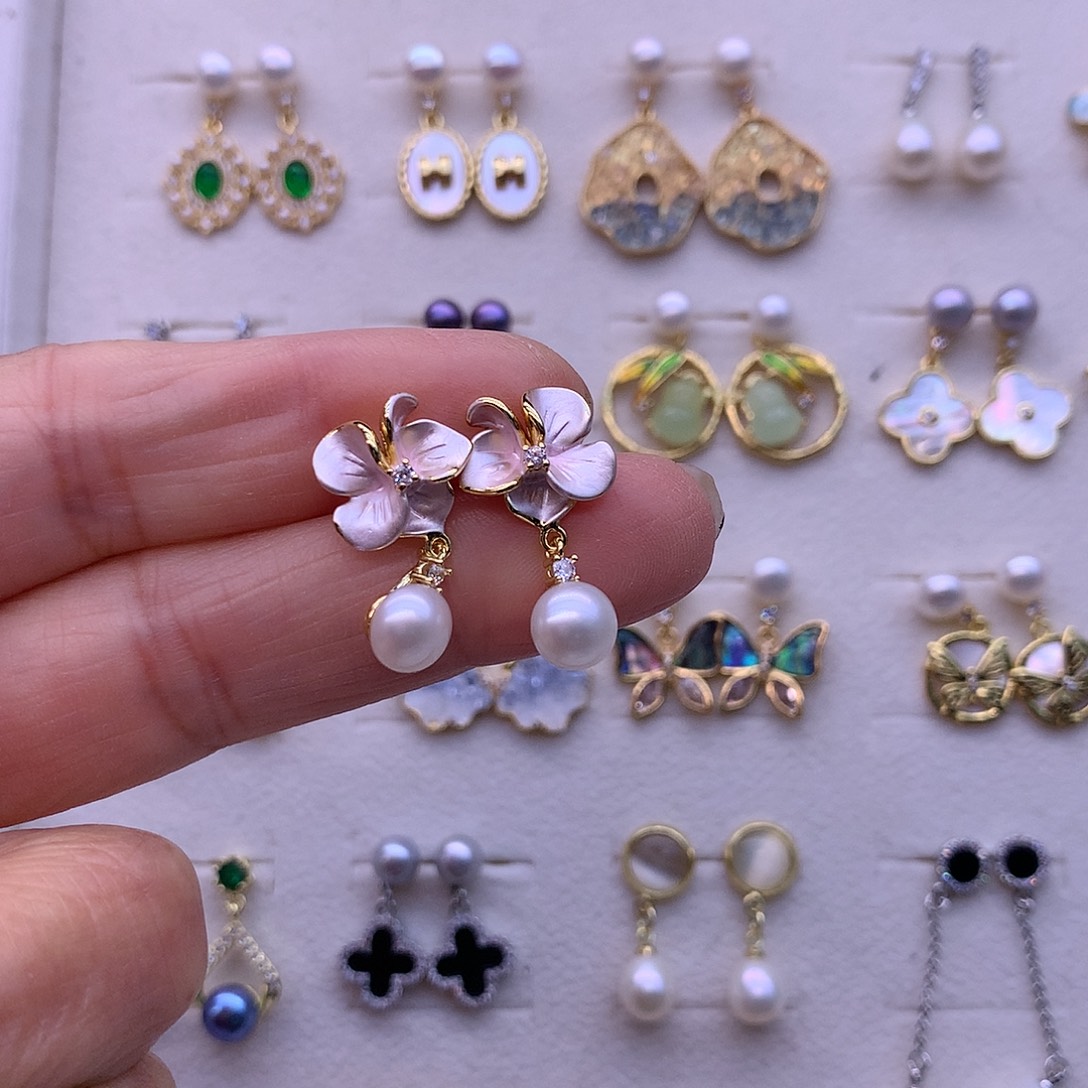 淡水珍珠耳饰合金