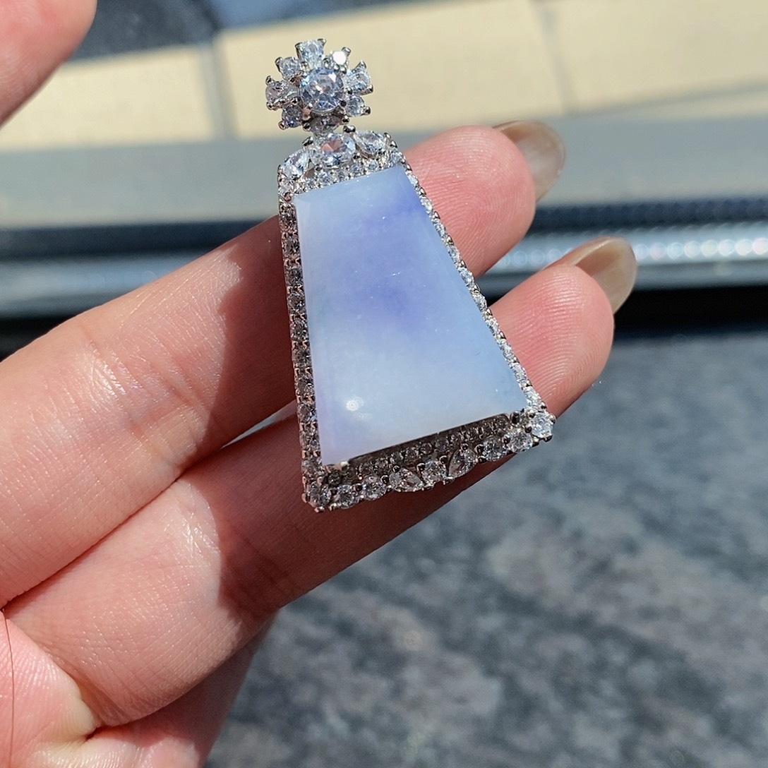 翡翠颈饰银S925镶嵌天然翡翠